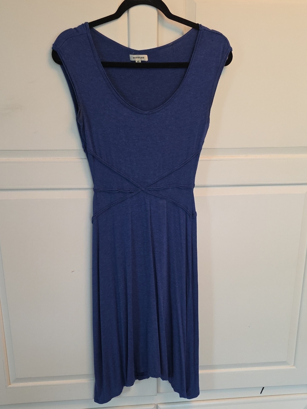 Max Studio Royal Blue Sleeveless Twist-Waist Midi Dress